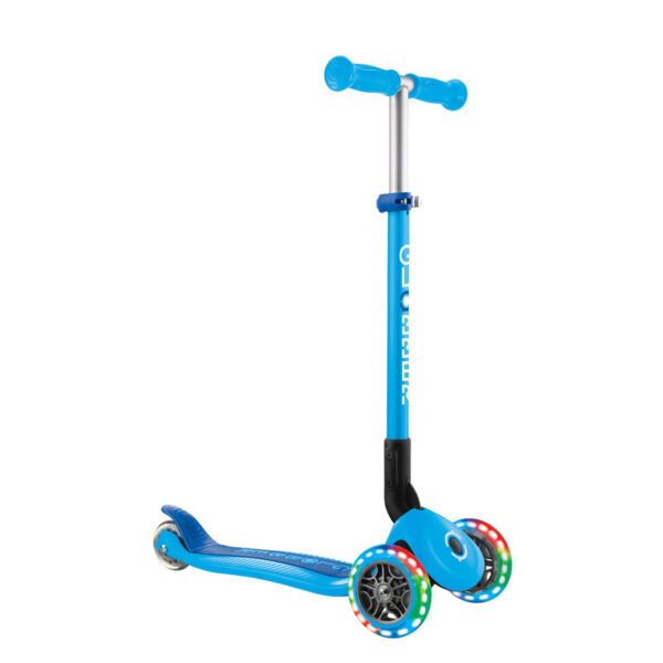 Globber PRIMO Foldable Lights Scooter - Sky Blue/Navy Blue | Fitness Equipment Store