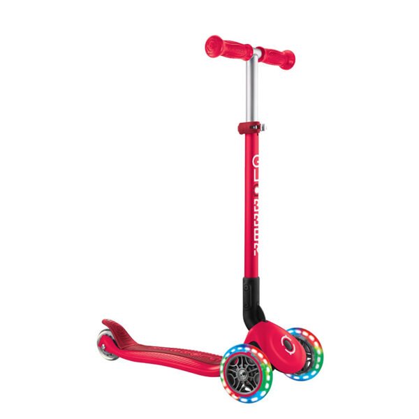 Globber PRIMO Foldable Lights Scooter - New Red/Dark Red | Fitness Equipment Store