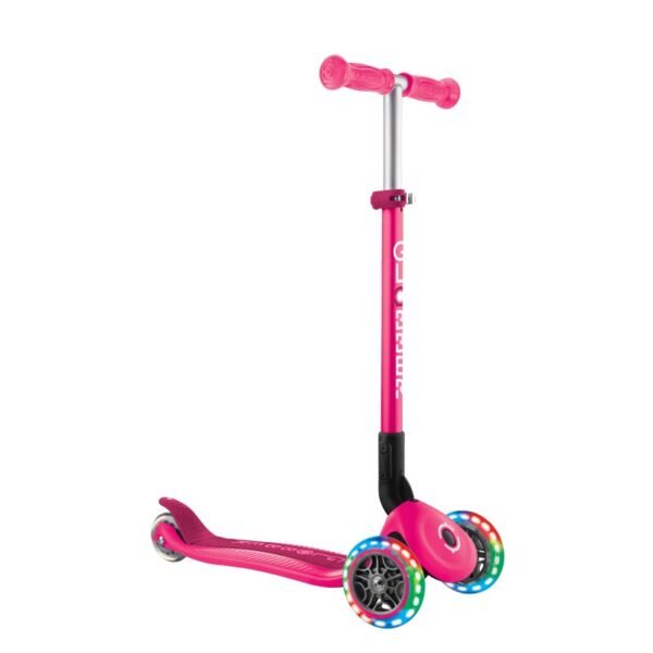 Globber PRIMO Foldable Lights Scooter - Fuchsia/Dark Pink | Fitness Equipment Store