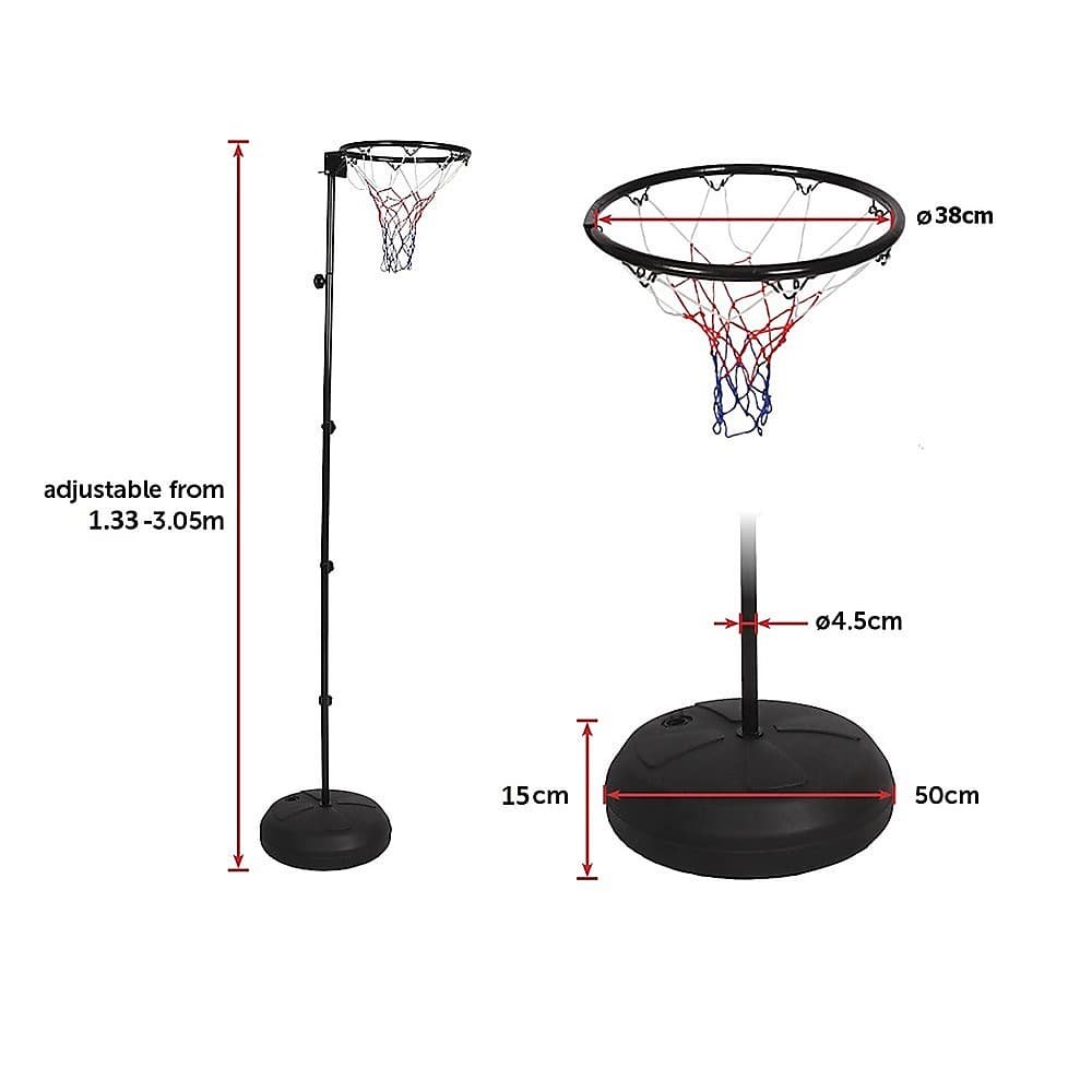 Netball Ring with Stand Portable Pole Height Adjustable 10 Netball Ring with Stand Portable Pole Height Adjustable - Image 10