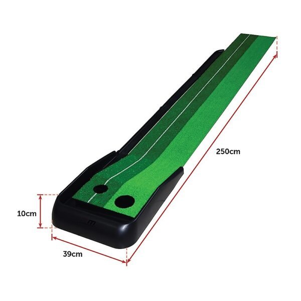 Indoor Practice Putting Green 2.5m Mat Inclined Ball Return Fake Grass 2 Holes | Fitness Equipment Store