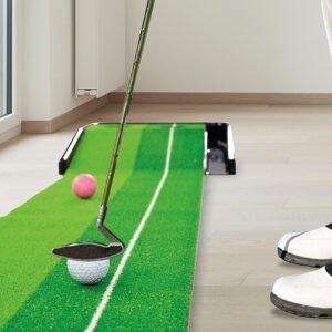 Indoor Practice Putting Green 2.5m Mat Inclined Ball Return Fake Grass 2 Holes | Fitness Equipment Store