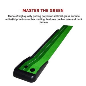 Indoor Practice Putting Green 2.5m Mat Inclined Ball Return Fake Grass 2 Holes | Fitness Equipment Store