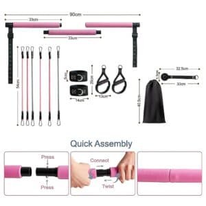 14pc Pilates Bar Kit with Resistance Bands & Belt ‚Äì Multifunctional Fitness Pedal Puller for Home Workout | Fitness Equipment Store