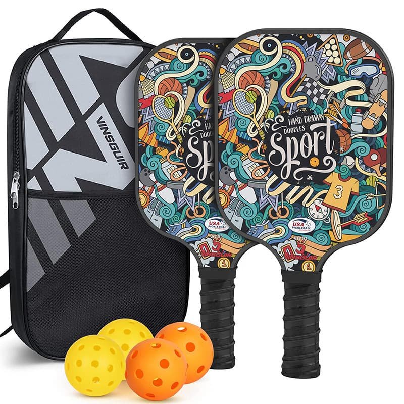 Graffiti Model Fiberglass Pickleball Paddle Set - Vibrant Design for Enhanced Gameplay 1 Graffiti Model Fiberglass Pickleball Paddle Set - Vibrant Design for Enhanced Gameplay