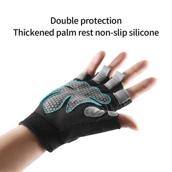 S Black Fingerless Sports Gloves – Non-Slip Silicone Palm Pads for Cycling, Weightlifting, and Fitness Training 6 S Black Fingerless Sports Gloves – Non-Slip Silicone Palm Pads for Cycling, Weightlifting, and Fitness Training - Image 6