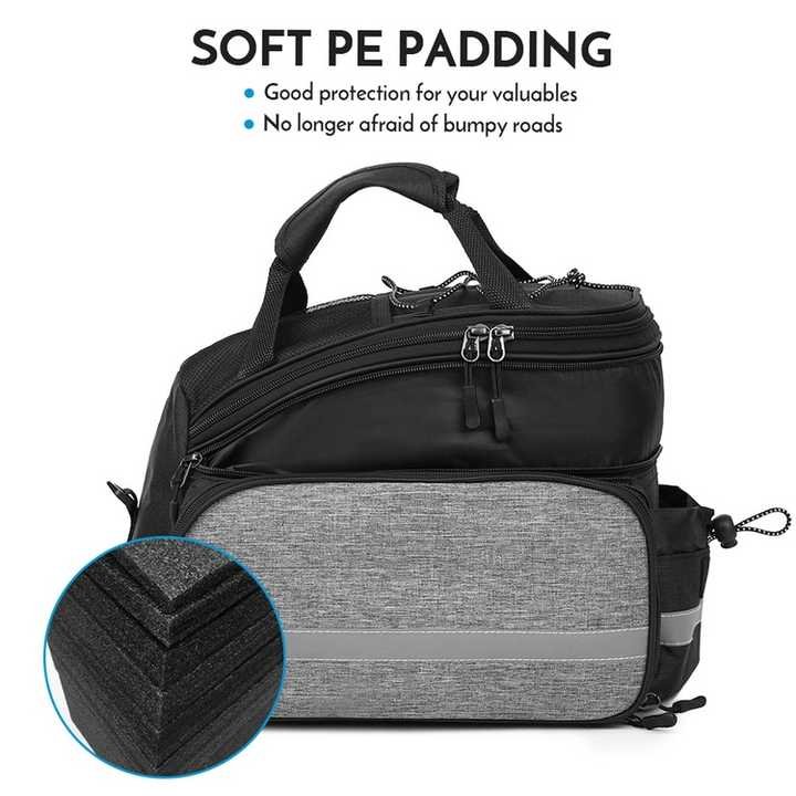 Insulated Bike Rear Rack Bag - Waterproof Storage Bag with Soft PE Padding for Cycling 2 Insulated Bike Rear Rack Bag - Waterproof Storage Bag with Soft PE Padding for Cycling - Image 2