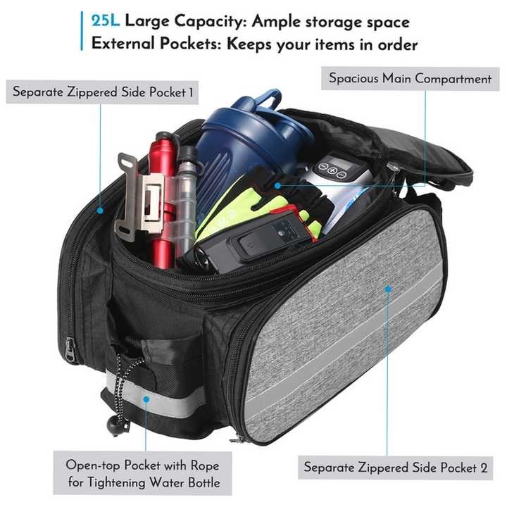 Insulated Bike Rear Rack Bag - Waterproof Storage Bag with Soft PE Padding for Cycling 3 Insulated Bike Rear Rack Bag - Waterproof Storage Bag with Soft PE Padding for Cycling - Image 3