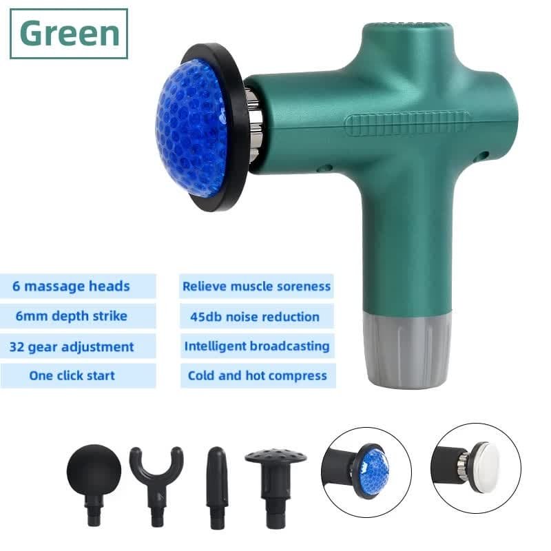 Green Mini 4-Head Deep Tissue Massage Gun - Portable Wireless Fascia Gun for Muscle Relaxation with Cold & Heat Therapy, LCD Display 1 Green Mini 4-Head Deep Tissue Massage Gun - Portable Wireless Fascia Gun for Muscle Relaxation with Cold & Heat Therapy, LCD Display