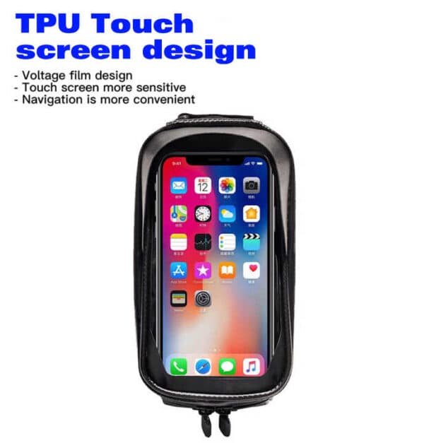 Waterproof Bicycle Phone Frame Bag with Sun Visor, TPU Touchscreen, and Storage Pockets for Road and Mountain Bikes | Fitness Equipment Store