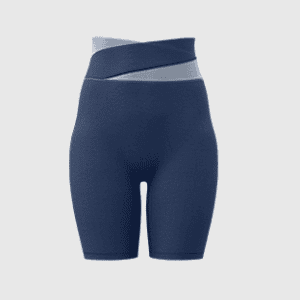 XXXL Blue Color-Block High-Waist Yoga Shorts - Seamless Scrunch Butt Anti-Chafing Workout Shorts