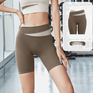 L cocacolor Color-Block High-Waist Yoga Shorts - Seamless Scrunch Butt Anti-Chafing Workout Shorts