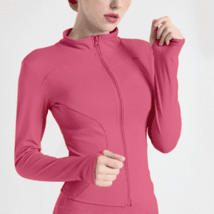XXL Rose-red High-Stretch Slim Fit Yoga Jacket - Full Zip Workout Sports Jacket for Women