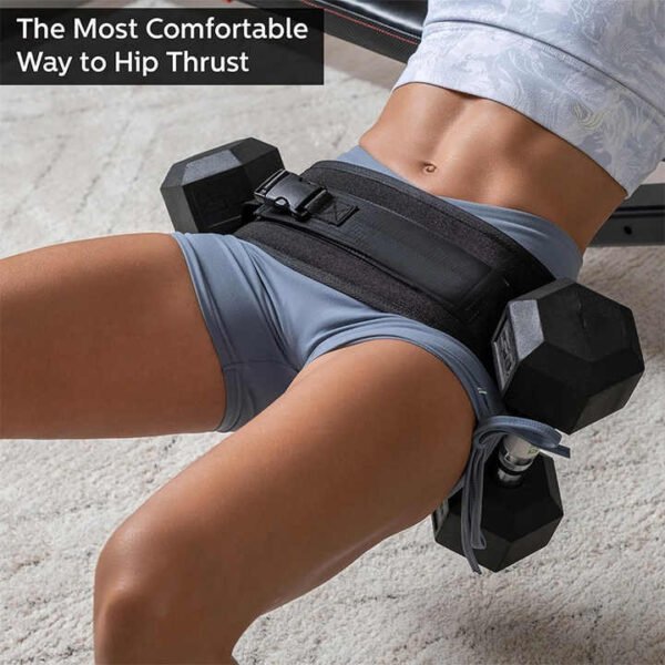 Black Portable Hip Thrust and Glute Training Belt - Adjustable Weightlifting Support Strap(Dumbbells not included) | Fitness Equipment Store