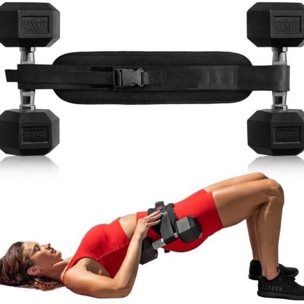 Black Portable Hip Thrust and Glute Training Belt - Adjustable Weightlifting Support Strap(Dumbbells not included) | Fitness Equipment Store