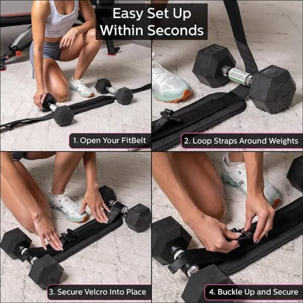 Black Portable Hip Thrust and Glute Training Belt - Adjustable Weightlifting Support Strap(Dumbbells not included) | Fitness Equipment Store