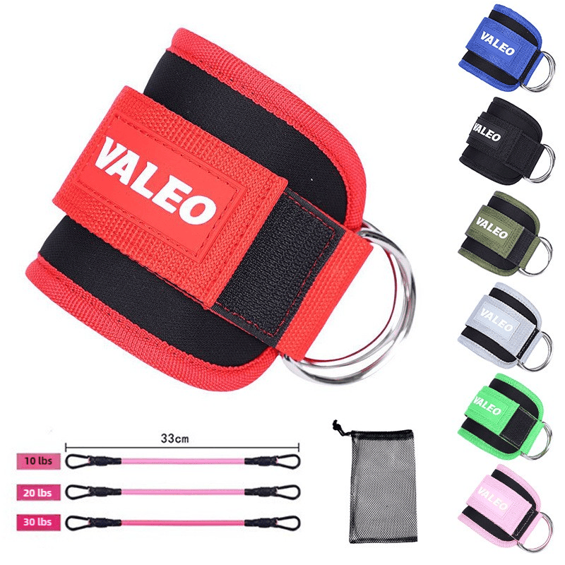 Red Set (2 Ankle Straps + 3 elastic ropes + 1 mesh bag) Adjustable Ankle Straps for Leg and Glute Training - EVA Padded Gym Foot Straps 2 Red Set (2 Ankle Straps + 3 elastic ropes + 1 mesh bag) Adjustable Ankle Straps for Leg and Glute Training - EVA Padded Gym Foot Straps - Image 2