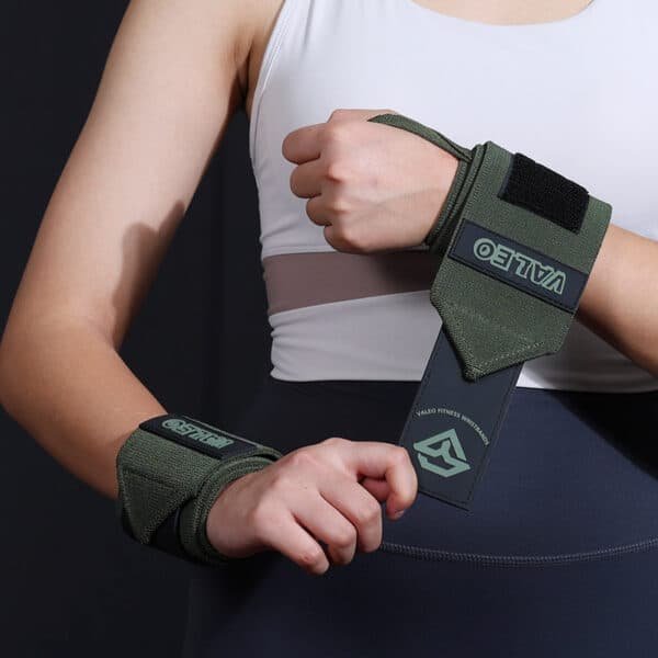 1 Pair Dark Green Heavy-Duty Gym Wrist Wraps for Weightlifting, Powerlifting, and Injury Prevention | Fitness Equipment Store