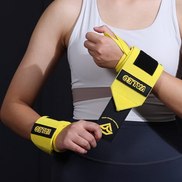1 Pair Yellow Heavy-Duty Gym Wrist Wraps for Weightlifting, Powerlifting, and Injury Prevention | Fitness Equipment Store
