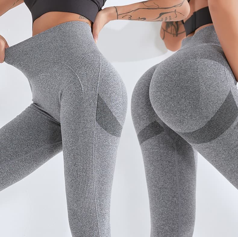 Dark Grey Size L High-Waisted Butt-Lifting Seamless Yoga Leggings for Women - Knitted Fitness Pants 2 Dark Grey Size L High-Waisted Butt-Lifting Seamless Yoga Leggings for Women - Knitted Fitness Pants - Image 2