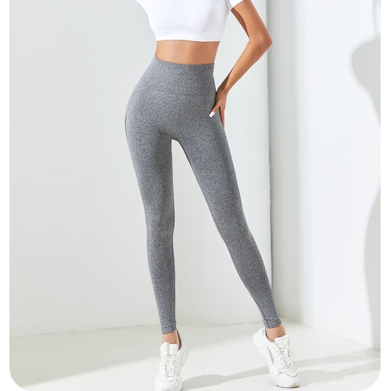 Dark Grey Size L High-Waisted Butt-Lifting Seamless Yoga Leggings for Women - Knitted Fitness Pants 4 Dark Grey Size L High-Waisted Butt-Lifting Seamless Yoga Leggings for Women - Knitted Fitness Pants - Image 4