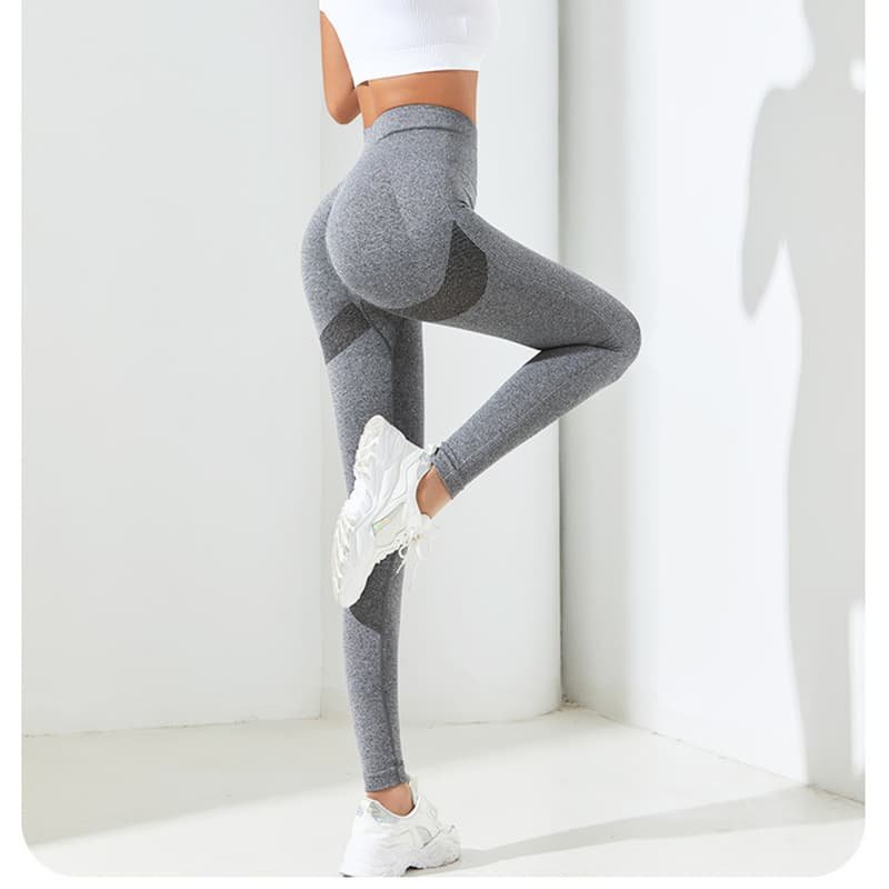 Dark Grey Size L High-Waisted Butt-Lifting Seamless Yoga Leggings for Women - Knitted Fitness Pants 5 Dark Grey Size L High-Waisted Butt-Lifting Seamless Yoga Leggings for Women - Knitted Fitness Pants - Image 5