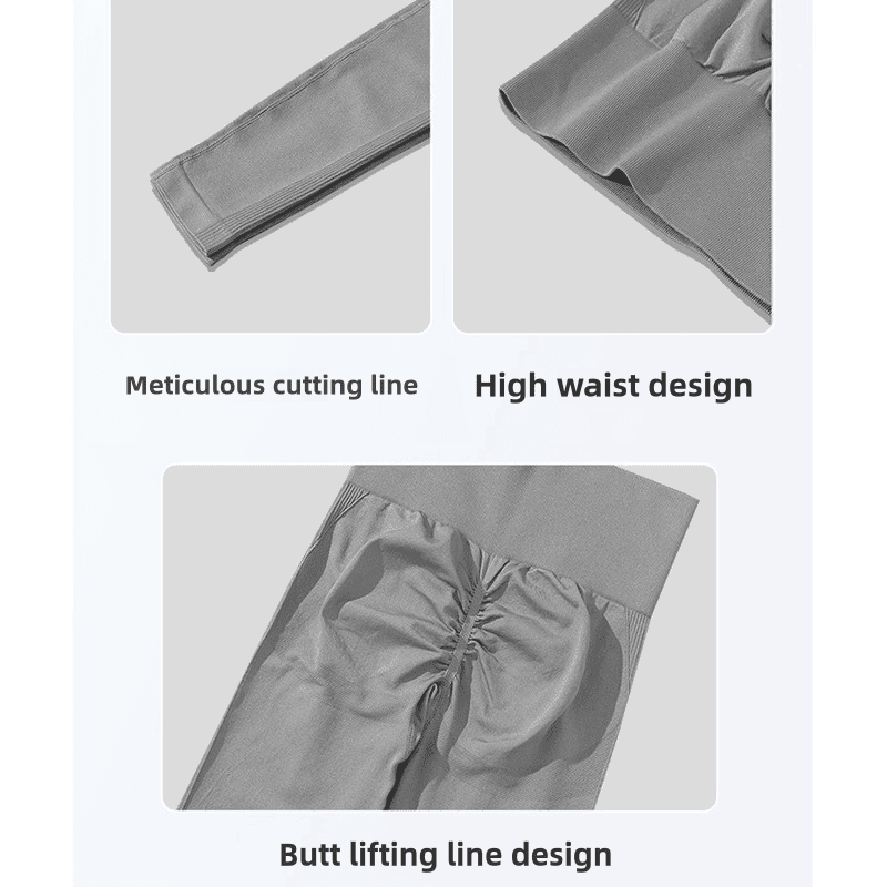 Dark Grey Size L High-Waisted Butt-Lifting Seamless Yoga Leggings for Women - Knitted Fitness Pants 9 Dark Grey Size L High-Waisted Butt-Lifting Seamless Yoga Leggings for Women - Knitted Fitness Pants - Image 9