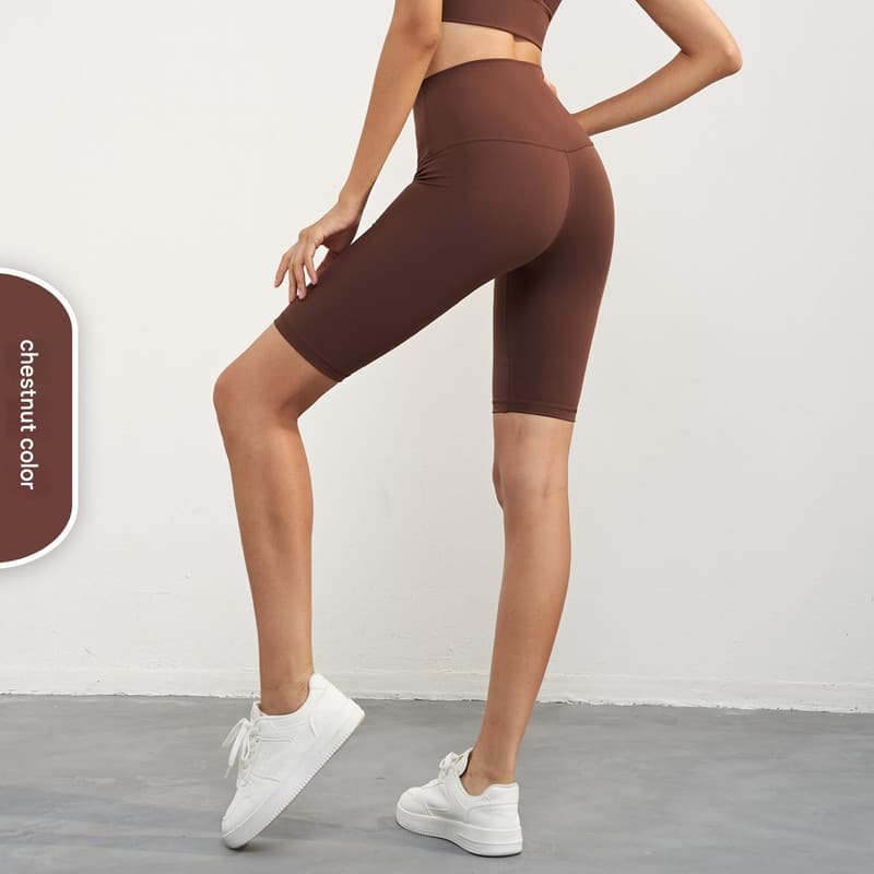 Size M Chestnut Color Seamless High-Waisted Yoga Shorts for Women - Tummy Control & Butt Lifting Fitness Shorts 1 Size M Chestnut Color Seamless High-Waisted Yoga Shorts for Women - Tummy Control & Butt Lifting Fitness Shorts