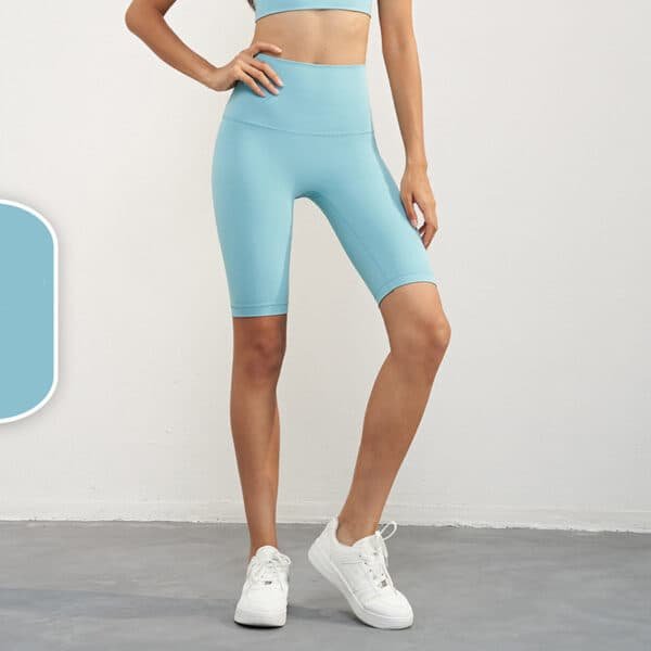 Size S Tidewater Teal Seamless High-Waisted Yoga Shorts for Women - Tummy Control & Butt Lifting Fitness Shorts | Fitness Equipment Store
