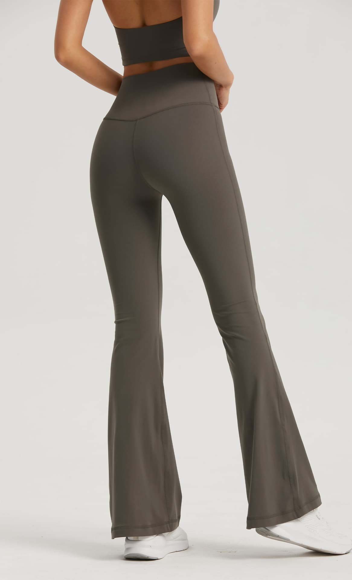 White High-Waisted Lycra Yoga Bell-Bottom Pants for Women - Tummy Control & Butt Lifting 4 White High-Waisted Lycra Yoga Bell-Bottom Pants for Women - Tummy Control & Butt Lifting - Image 4