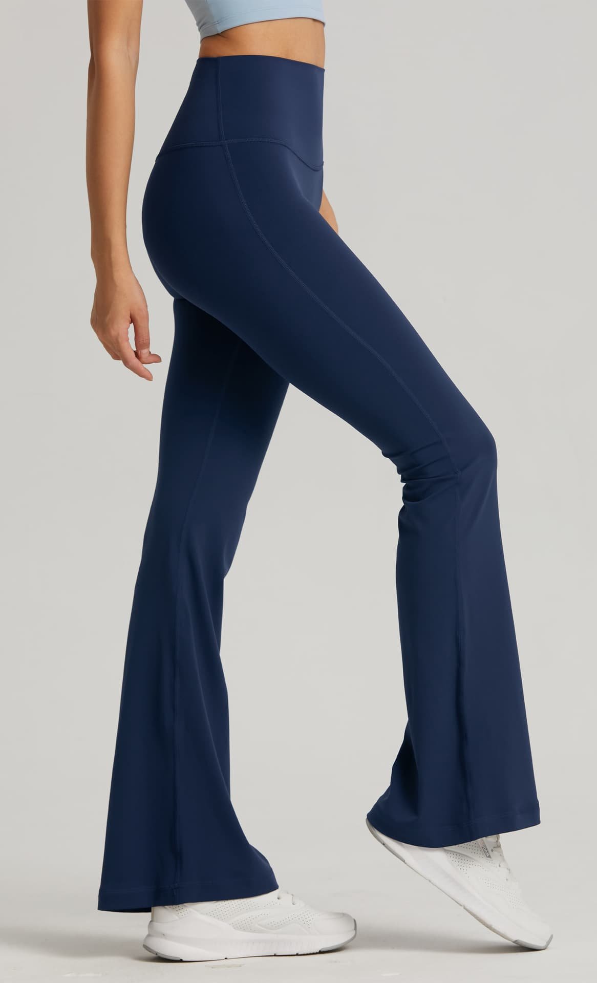 White High-Waisted Lycra Yoga Bell-Bottom Pants for Women - Tummy Control & Butt Lifting 7 White High-Waisted Lycra Yoga Bell-Bottom Pants for Women - Tummy Control & Butt Lifting - Image 7