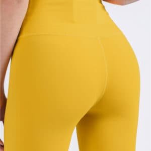 Size M Khaki High-Waisted Seamless Yoga Pants for Women - Tummy Control, Butt Lifting & Back Waistband Pocket | Fitness Equipment Store