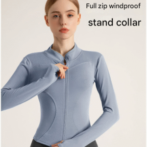 XXL Blue High-Stretch Slim Fit Yoga Jacket - Full Zip Workout Sports Jacket for Women | Fitness Equipment Store