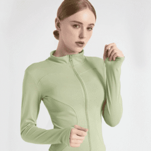 S Green High-Stretch Slim Fit Yoga Jacket - Full Zip Workout Sports Jacket for Women