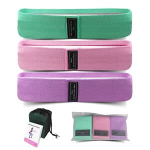 Green-Pink-Purple Fabric Resistance Bands Set - 3 Levels Non-Slip Hip Bands for Strength Training