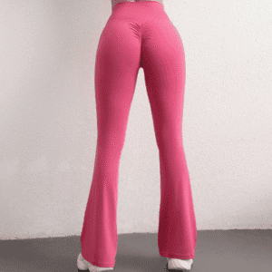 XL Pink High Waist Flare Yoga Pants - Women's Bootcut Leggings - Peach Lift, Quick Dry, Workout & Fitness Pants