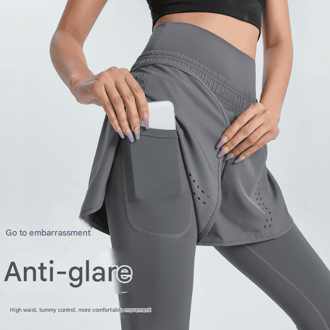 XL Black Women's High-Waist Athletic Skort with Built-In Shorts - Breathable Quick-Dry Running Skirt with Phone Pocket 2 XL Black Women's High-Waist Athletic Skort with Built-In Shorts - Breathable Quick-Dry Running Skirt with Phone Pocket - Image 2