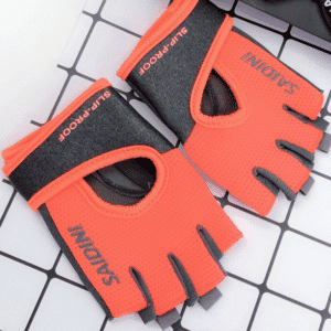 L Orange 2-PCS Women's Half-Finger Fitness Gloves - Anti-Slip Breathable Gloves for Yoga, Spin Bike, and Weight Training