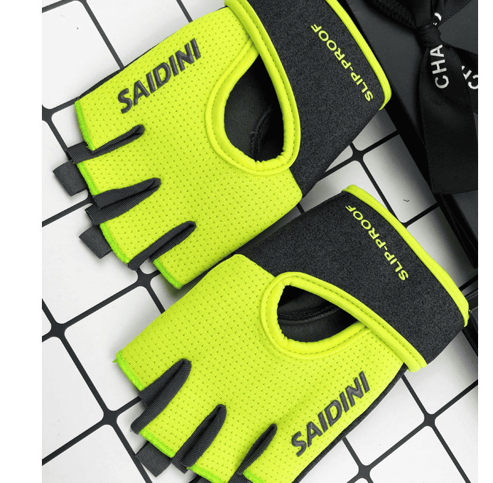 M Chartreuse 2-PCS Women's Half-Finger Fitness Gloves - Anti-Slip Breathable Gloves for Yoga, Spin Bike, and Weight Training 1 M Chartreuse 2-PCS Women's Half-Finger Fitness Gloves - Anti-Slip Breathable Gloves for Yoga, Spin Bike, and Weight Training