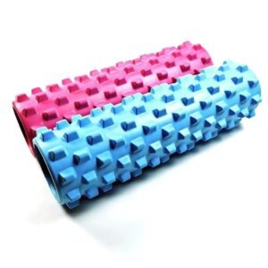 Pink Solid Yoga Foam Roller 45cm - Colorful Wolf Tooth Design Muscle Relaxation Massage Stick for Fitness and Sports | Fitness Equipment Store