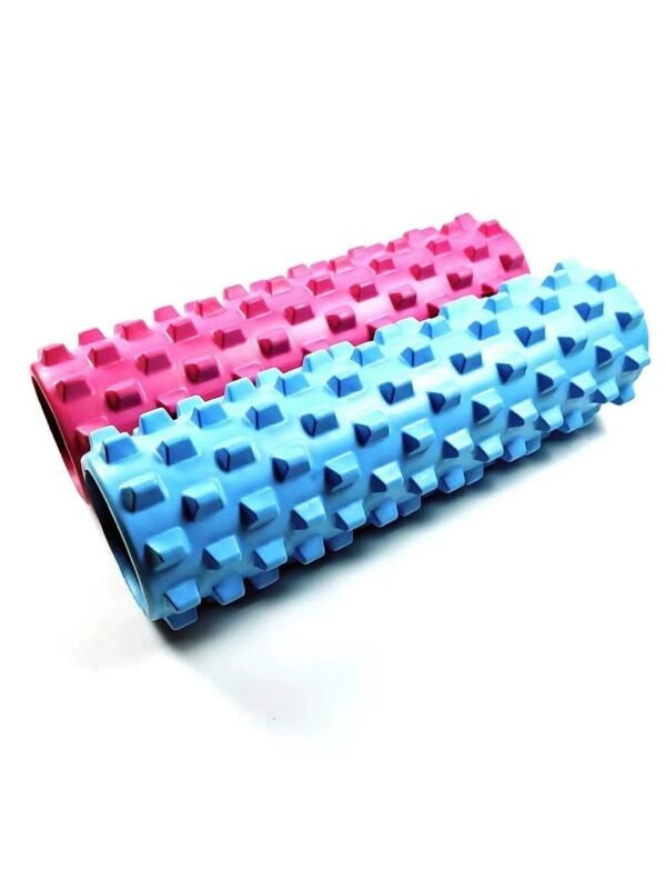 Pink Solid Yoga Foam Roller 45cm - Colorful Wolf Tooth Design Muscle Relaxation Massage Stick for Fitness and Sports | Fitness Equipment Store