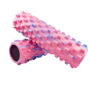 Pink Solid Yoga Foam Roller 45cm - Colorful Wolf Tooth Design Muscle Relaxation Massage Stick for Fitness and Sports | Fitness Equipment Store