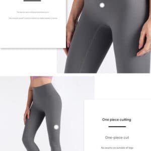 Size XL Smoky Gray High-Waisted Seamless Yoga Pants for Women - Tummy Control, Butt Lifting & Back Waistband Pocket