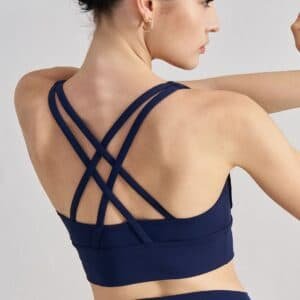 Size S Deep Sea Blue Cross-Back Yoga Sports Bra for Women - High Support & Shockproof Fitness Bra