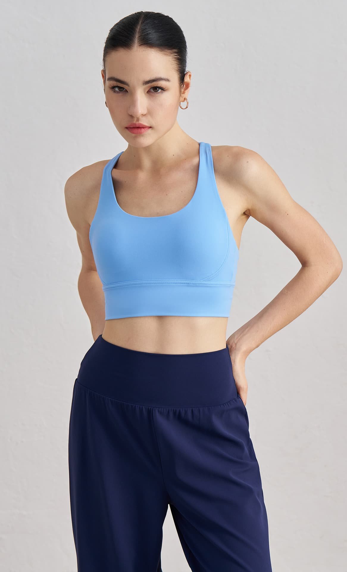 Size S Light Blue Cross-Back Yoga Sports Bra for Women - High Support & Shockproof Fitness Bra 2 Size S Light Blue Cross-Back Yoga Sports Bra for Women - High Support & Shockproof Fitness Bra - Image 2