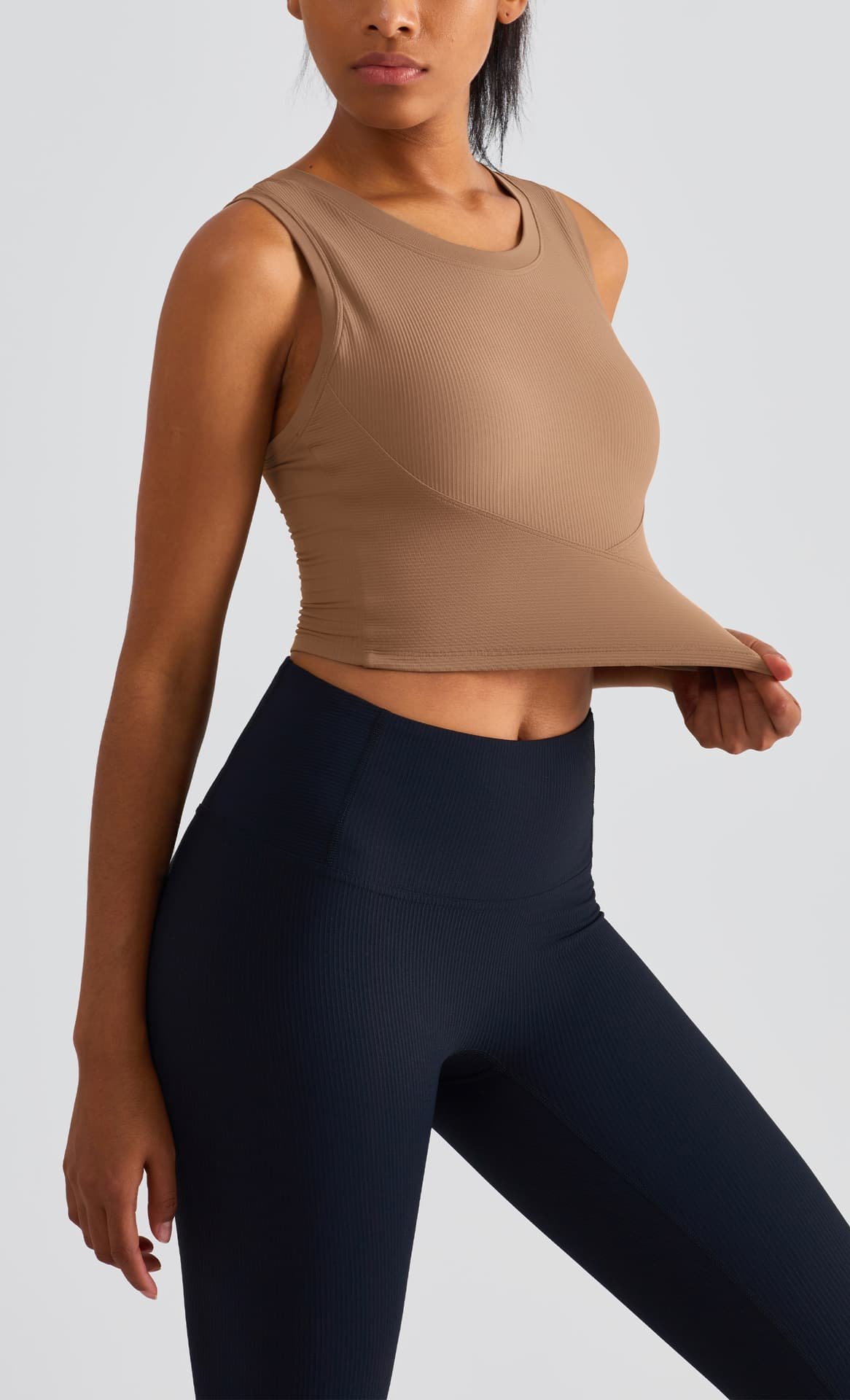 Size 6 Brown Fixed Cup Sports Bra with Cross-Back Design - Seamless Yoga Bra for Women 2 Size 6 Brown Fixed Cup Sports Bra with Cross-Back Design - Seamless Yoga Bra for Women - Image 2