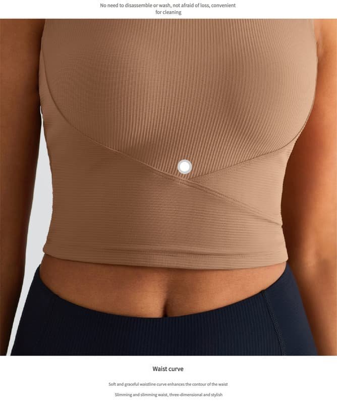 Size 6 Brown Fixed Cup Sports Bra with Cross-Back Design - Seamless Yoga Bra for Women 7 Size 6 Brown Fixed Cup Sports Bra with Cross-Back Design - Seamless Yoga Bra for Women - Image 7