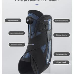 1 Pair Black And Blue Adjustable Ankle Brace - Compression Support for Running, Sports, and Ankle Recovery | Fitness Equipment Store