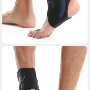 1 Pair Black And Blue Adjustable Ankle Brace - Compression Support for Running, Sports, and Ankle Recovery | Fitness Equipment Store