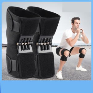 1 Pair Black Adjustable Knee Brace Support with Spring Booster ‚Äì Patella Stabilizer for Squats, Hiking, and Outdoor Sports